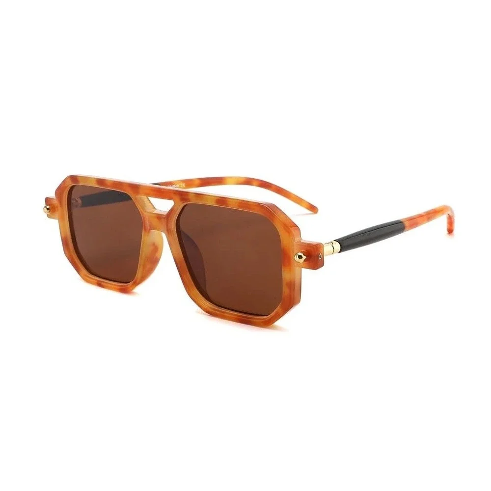 Mens‎ Geometric Sunglasses Tortoiseshell Brown Lens Retro Fashion Design Shades